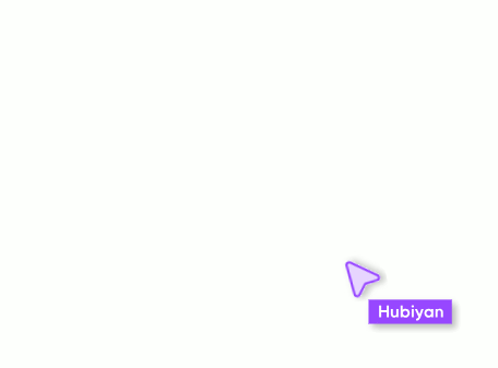 A mouse pointer that says 'Hubiyan'drawing a rectangle, inside which the text 'Design what matters' appear after a moment text 'what' changes to 'that' 