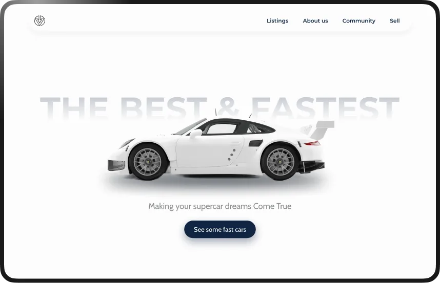 Luxury car website user interface