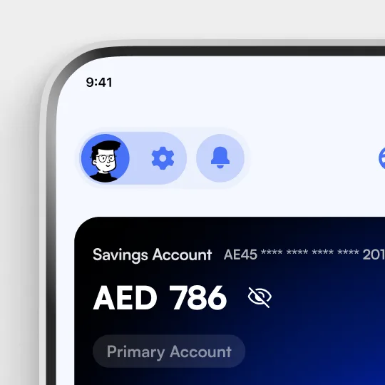 user interface shot of banking app