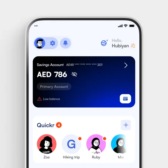 user interface shot of banking app