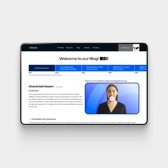 user interface shot of company website