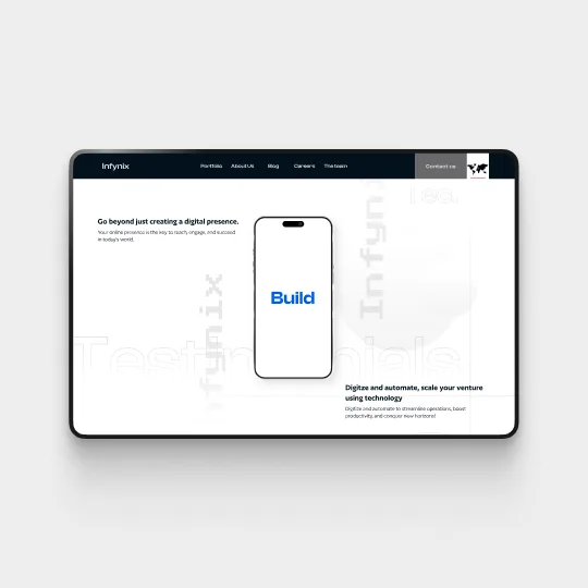 user interface shot of company website