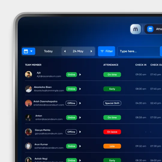 user interface shot of human resource management app