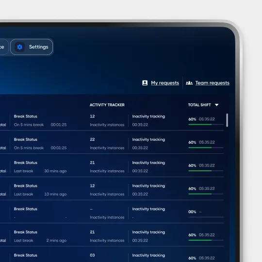 user interface shot of human resource management app