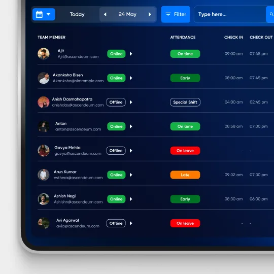 user interface shot of human resource management app