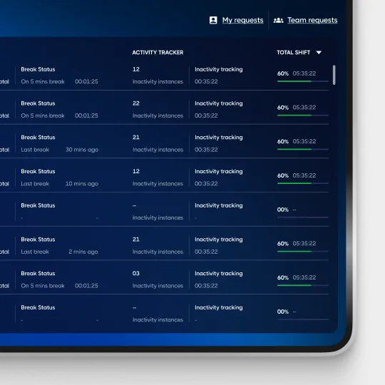 user interface shot of human resource management app