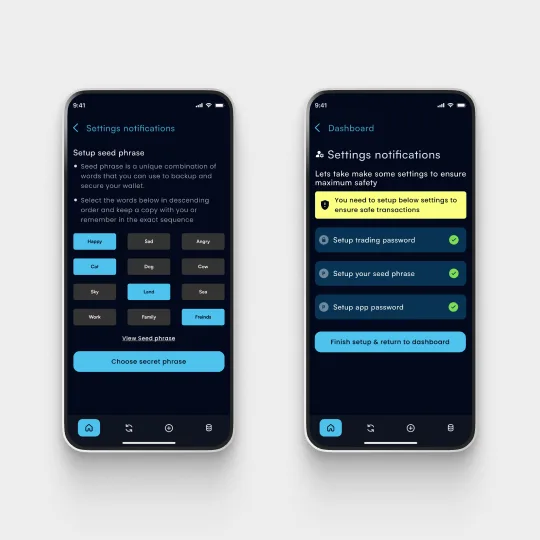 user interface shot of crypto wallet app