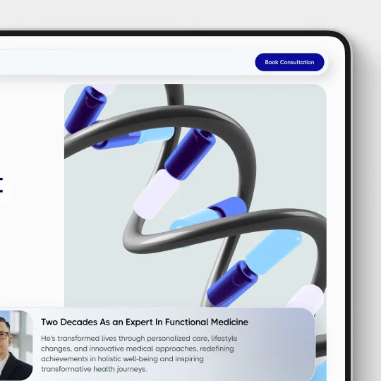 user interface shot of doctor's website