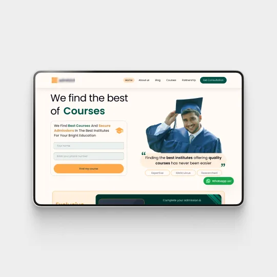 user interface shot of ed-tech website