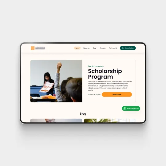 user interface shot of ed-tech website